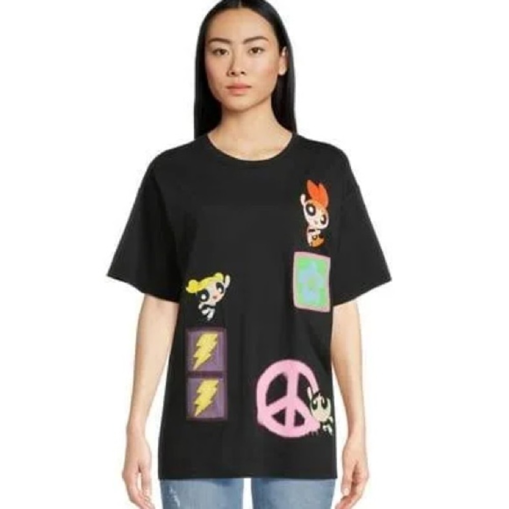 Power Puff Girls Jr. women’s oversized Crochet Knit Graphic Top